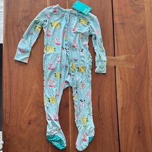 NEW Posh Peanut Mint Blue Donuts Print Footed One-Piece